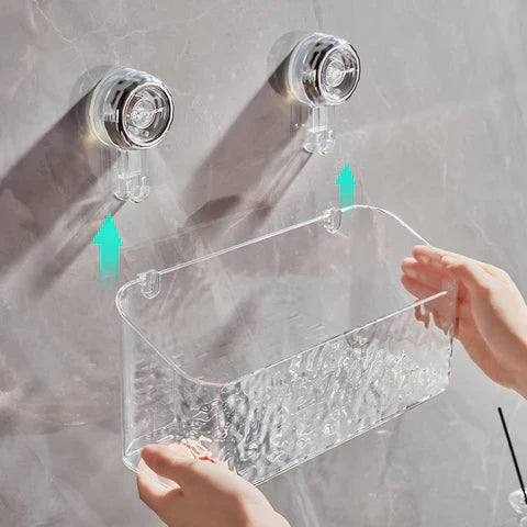 Praktisk vegghylle uten boring for badet 